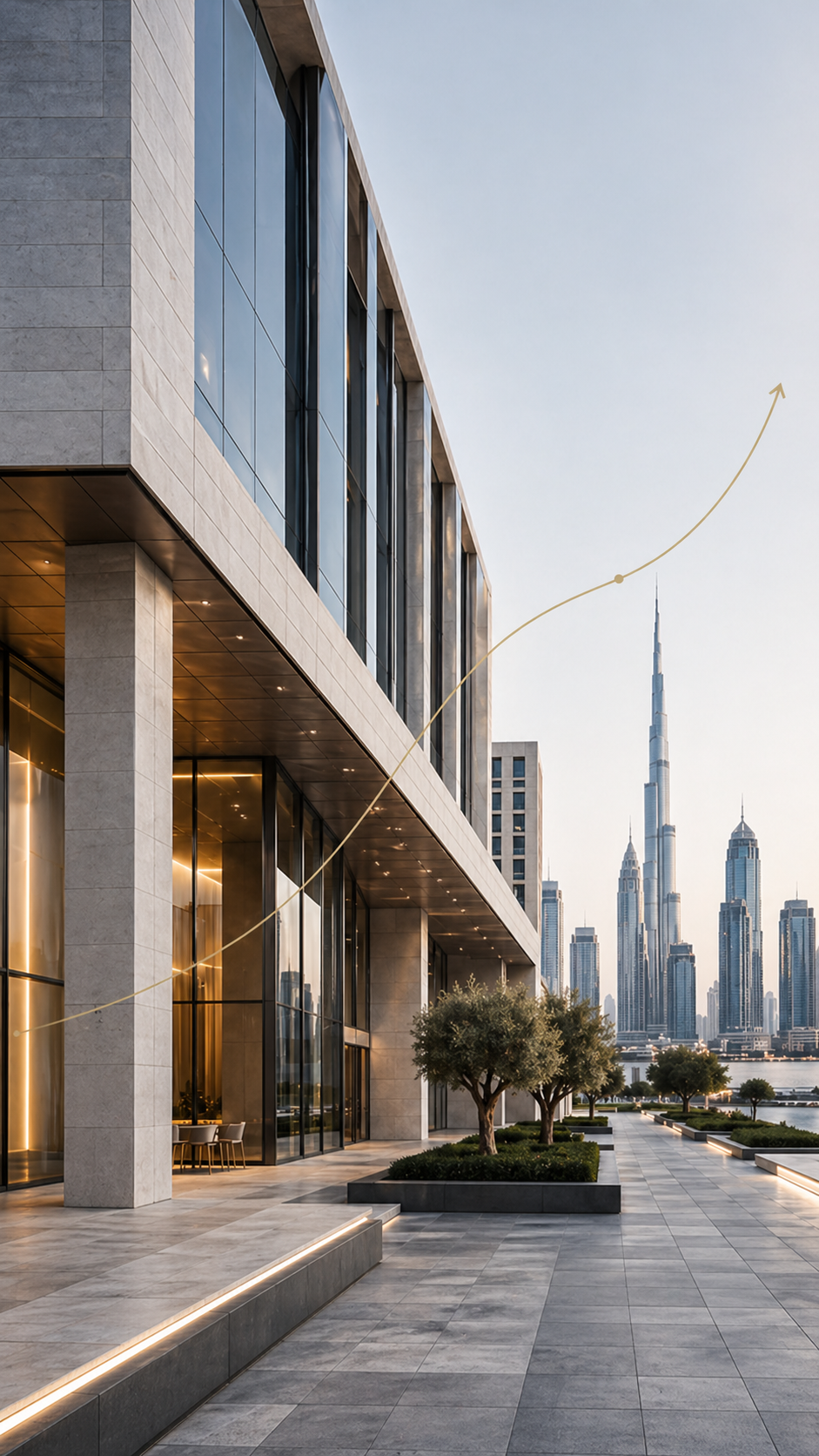 Dubai financial district with growth trajectory