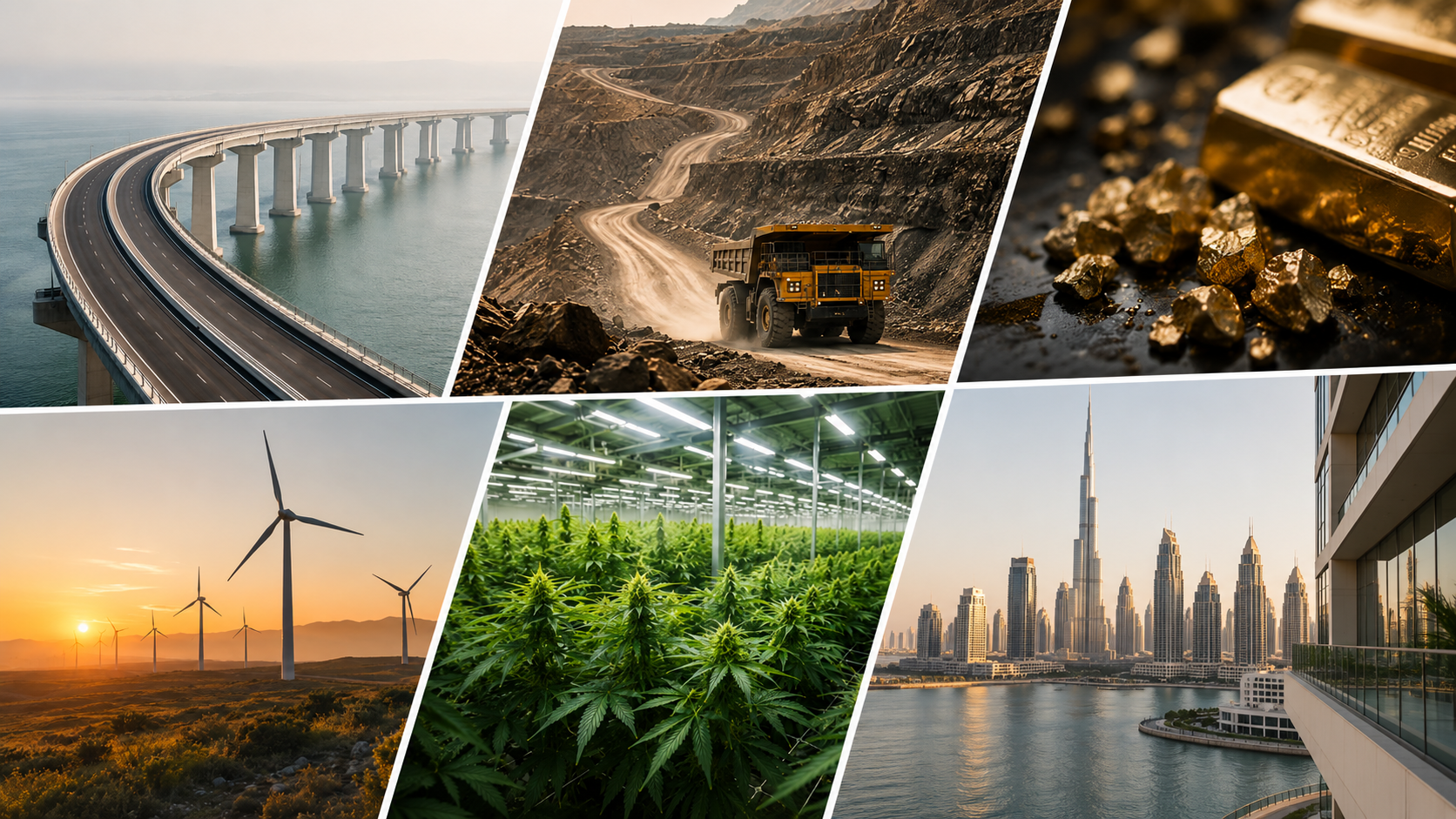 Business sectors including infrastructure, mining, precious metals, energy, medical cannabis and real estate